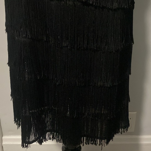 Black Flapper Dress Costume by California Costume Collections L Sparkle Fringe - Picture 4 of 13